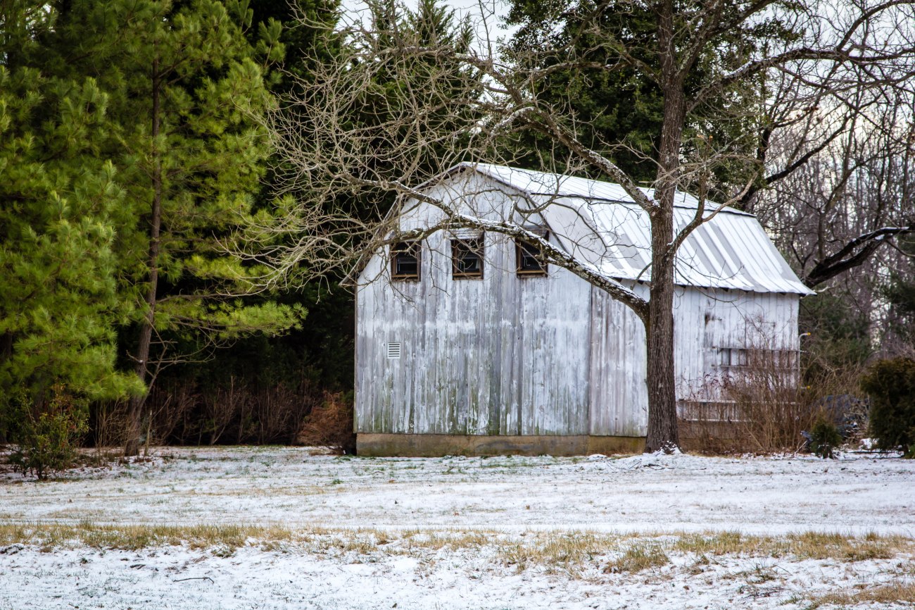 Snowy White Barn